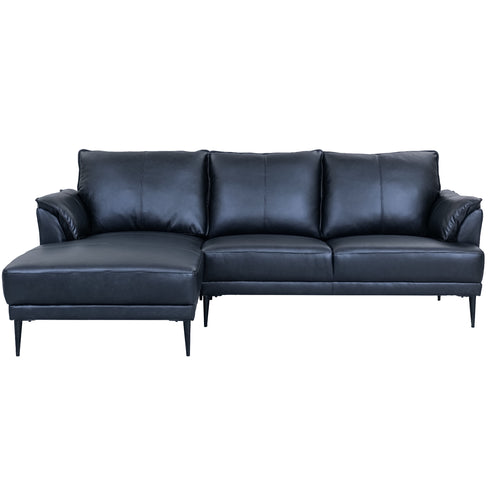 Furnhouse chaise longue bank links Soul - Zwart - Leer - 155x233x88