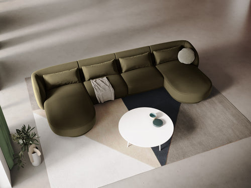 Cosmopolitan Design Panoramische bank Tulum 5-zits, flueel, groente - 156x330x70cm