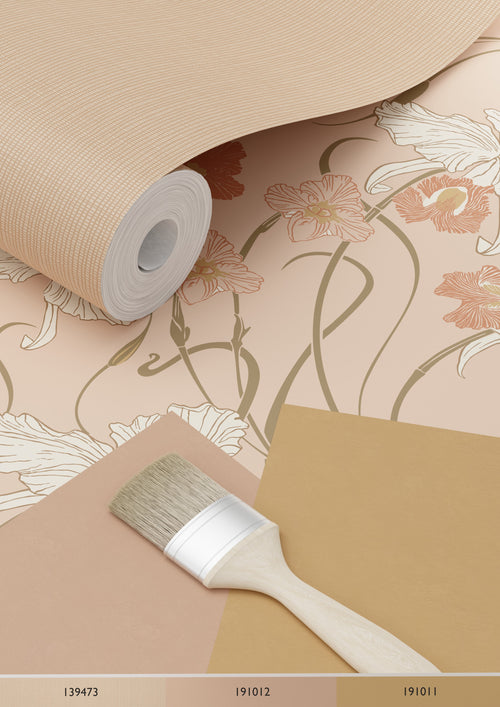 ESTAhome behang vintage bloemen in art nouveau stijl terracotta roze - 53 cm x 10.05 m - 139668 - vtwonen shop