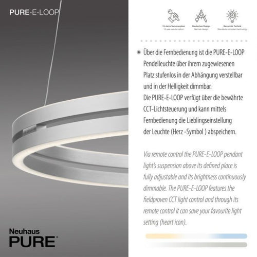 Neuhaus PURE hanglamp E-Loop - 2 lichts - 70  x 350   cm - mat chroom - vtwonen shop