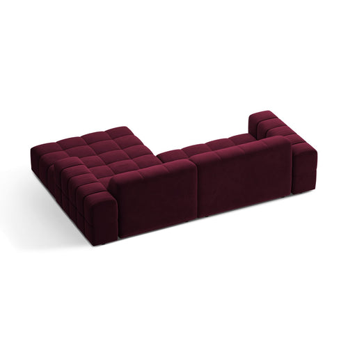 Cosmopolitan Design - Rechter hoekbank Chicago 3-zits, flueel bordeaux - 167x234x78cm