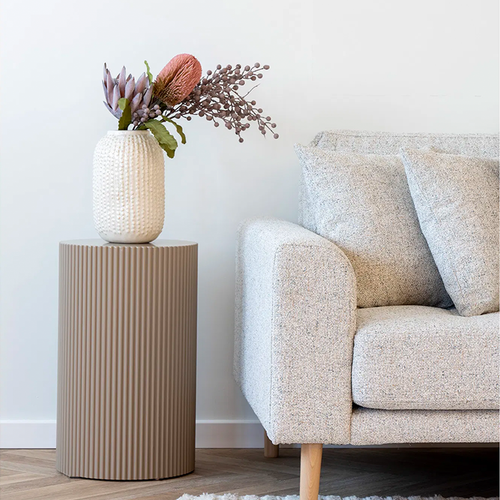 Artichok Asa Houten Bijzettafel Donker Beige - Ø 30 cm - vtwonen shop