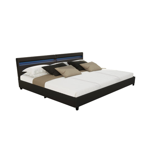 HOME DELUXE - LED bed NUBE - zwart, 270 x 200 cm - inclusief lattenbodem en lades - vtwonen shop