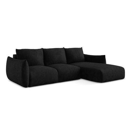 LaMiaSofa hoekbank rechts Savona - chenille stof - zwart - 242x162x90