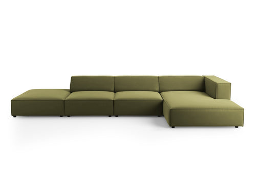 Cosmopolitan Design rechter hoekbank Arendal 5-zits, flueel, lichtgroen - 166x341x70cm
