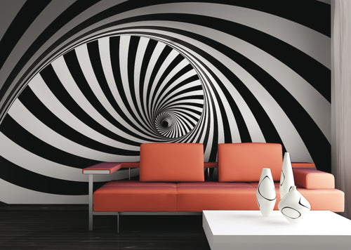 Sanders & Sanders fotobehang 3D-motief zwart wit - 375 x 270 cm - 600475