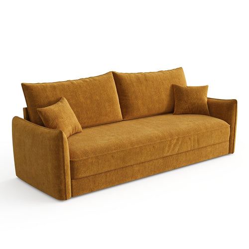 Sia Home - Slaapbank PLUME - fluweel met structuur mosterd 213.5cm