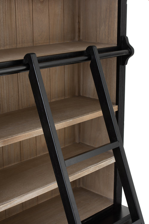 J-Line bibliotheekkast + Ladder - hout - zwart/naturel - vtwonen shop