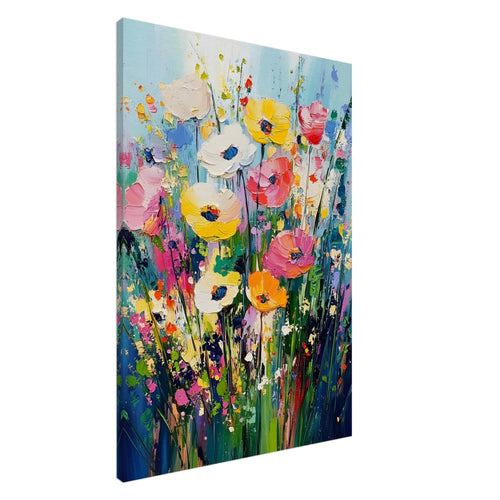Artfulprints Canvas Colourful flowers canvas - 60x90 cm - Meerkleurig