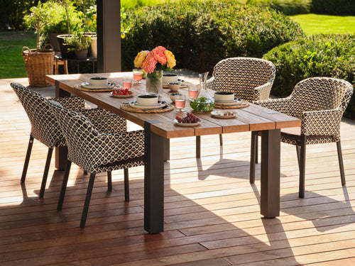 Hartman Tuintafel Esmee - Naturel/Zwart Teakhout - 200x100x77cm