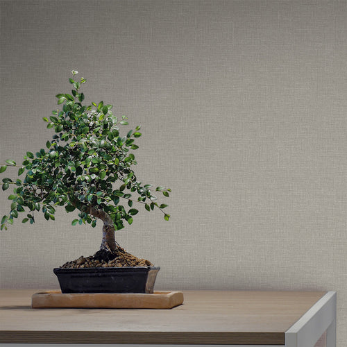 Sanders & Sanders behang linnenstructuur taupe - 53 cm x 10 m - 640429 - vtwonen shop
