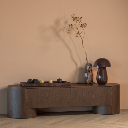 WOOOD vaas Monika - Handgevormd - Glas - Bruin - 36x16x16