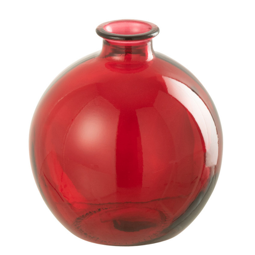 J-Line vaas Bal - glas - rood - Ø 16 cm