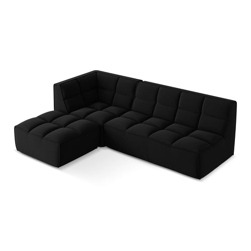 LaMiaSofa Modulaire hoekbank rechts Belluno - velours - zwart - 258x178x75