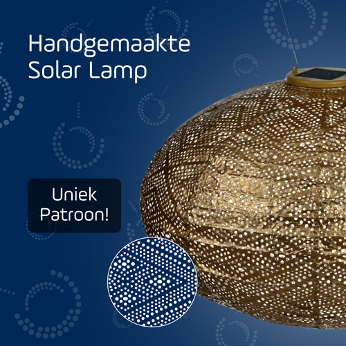 Lumiz solar lampion - ikat oval - 40 cm - goud - vtwonen shop