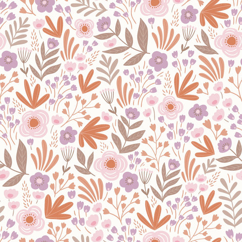 ESTAhome behang bloemetjes oranje en paars - 50 x 900 cm - 131067 - vtwonen shop