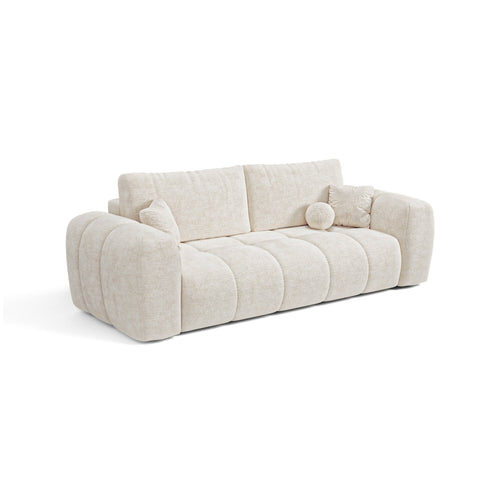 Premium Interiors - Slaapbank met opbergruimte SKY - gewaafd fluweel crème 260cm