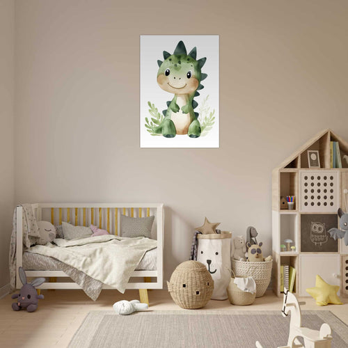 Artfulprints Poster Baby dino   - 50x70 cm - Groen