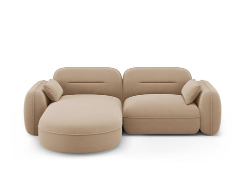Cosmopolitan Design Modulaire hoekbank links Sydney 3-zits, flueel, zand - 165x230x70cm