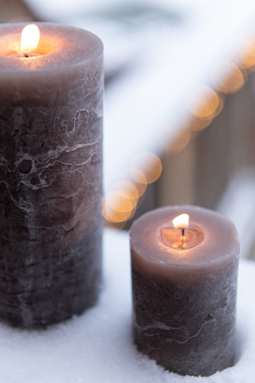 J-Line cilinderkaars Topo - grijs - small - 18u - 6 stuks