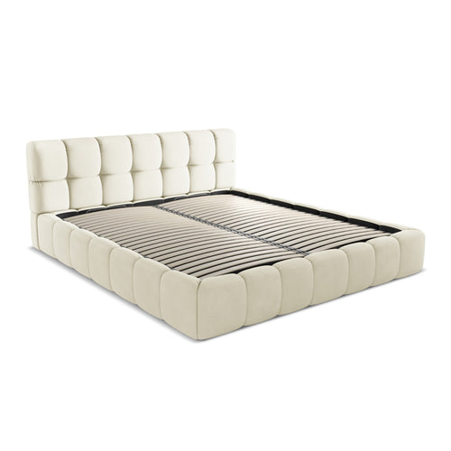 LaMiaSofa Bed met opbergruimte Roma - chenille stof - beige - 200x228x82