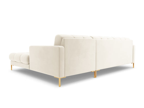 Cosmopolitan Design rechter hoekbank Bali 5-zits, flueel, lichtbeige - 185x293x75cm
