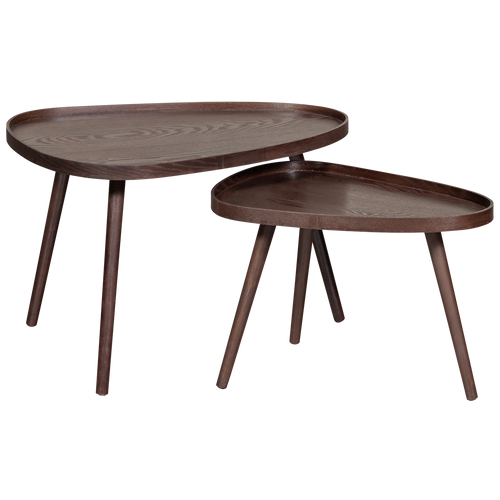 WOOOD bijzettafels Nissa - Walnoot - Set van 2 - 39x71x52