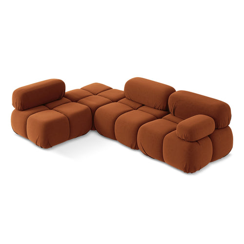 LaMiaSofa hoekbank links Sanremo - velours - terracotta - 285x190x70
