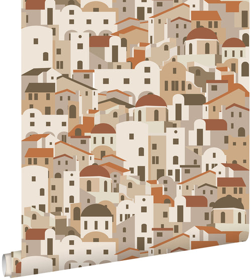 ESTAhome behang mediterrane huisjes beige en terracotta - 50 x 900 cm - 139623 - vtwonen shop