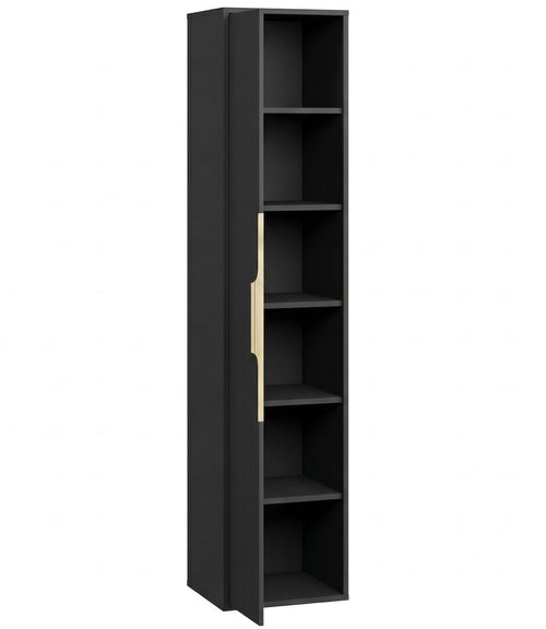 Badplaats Badkamerkast Rimini 38 x 33 x 170 cm – Mat Zwart – Hangende Kolomkast met 1 Deur