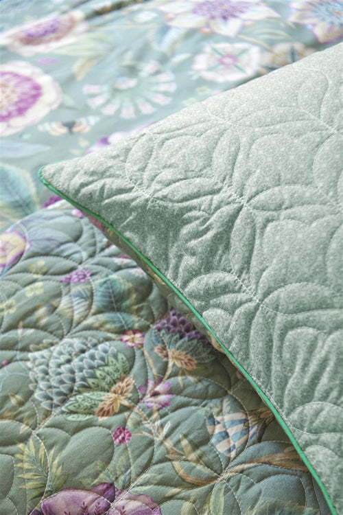 Pip Studio decoratiekussen Viva Las Flores Quilted - 45x70 cm - groen