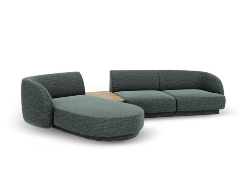 Micadoni linker modulaire bank Miley 3-zits, chenille, olie - 178x303x70cm
