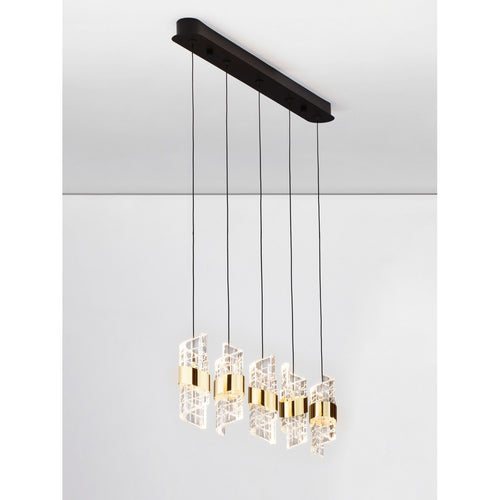 Nova Luce SENECA Hanglamp voor aan het plafond, platina goud, zandzwart, LED, 41W, 2888lm, 3000K