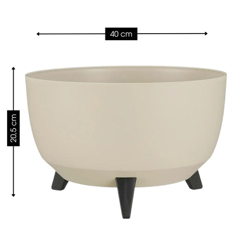 Mica Decorations Doppio Plantenbak op Poten - 20,5 x Ø40 cm - Plantenbakken voor Buiten - Bloembakken voor Balkon - Gerecycled Plastic - Beige