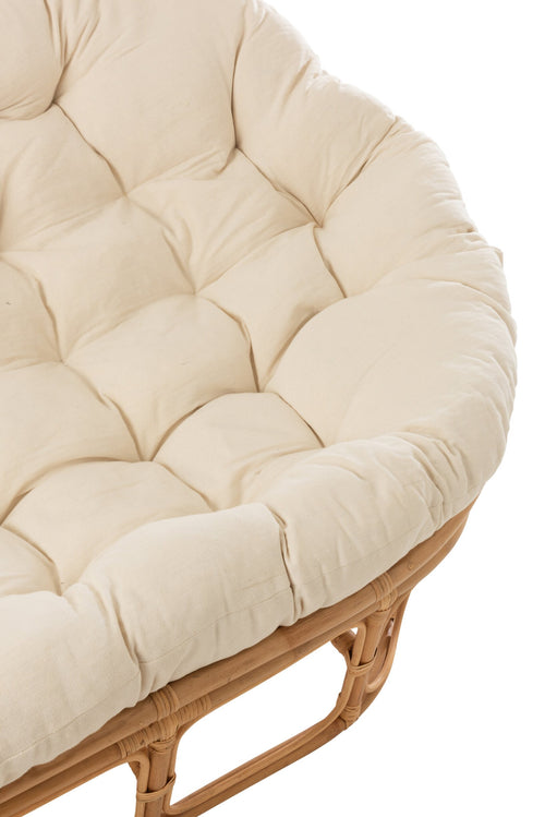 J-Line zetel Roni+ kussen - jute/textiel - naturel/wit