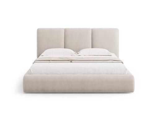 Cosmopolitan Design Opbergbed met hoofdeinde Nicolas 140x200cm, chenille, beige - 220x160x100cm