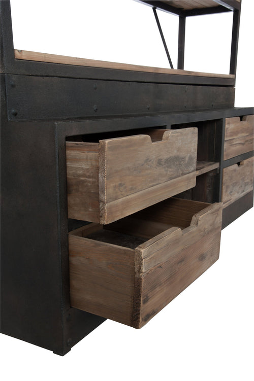 J-Line rek + ladder 4 Schap - hout/metaal - naturel/bruin