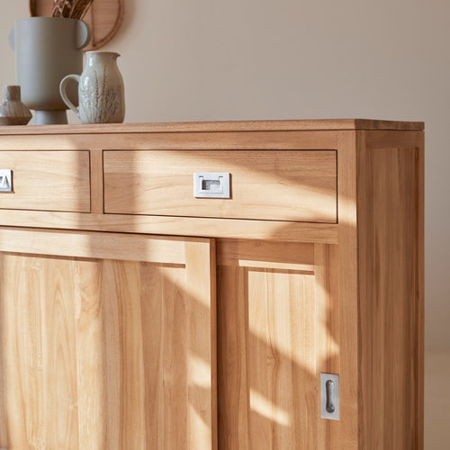Tikamoon Massief teakhouten dressoir 180 cm - Naturel - vtwonen shop