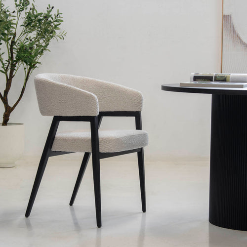 DÉJA Living Eetkamerstoel Fureso - Beige/Zwart - Set van 2
