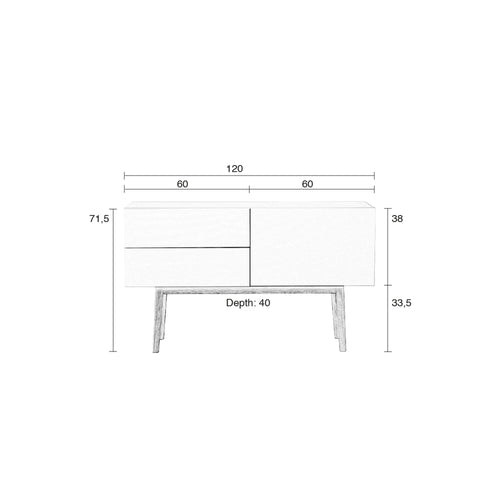 Zuiver High on wood Dressoir 2 lades 1 deur Hout Wit - vtwonen shop