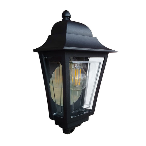 1-flammige, halbe Außenwandlaterne, schwarz, IP44