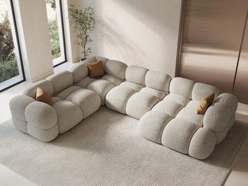 Cosmopolitan Design Panoramische hoekbank links Loretto 5-zits, structurele stof beige - 250x345x68cm