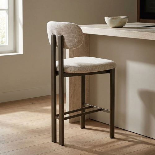 Giga Meubel Barkruk Noor - Beige/Brons - Zithoogte 75cm - Set van 2