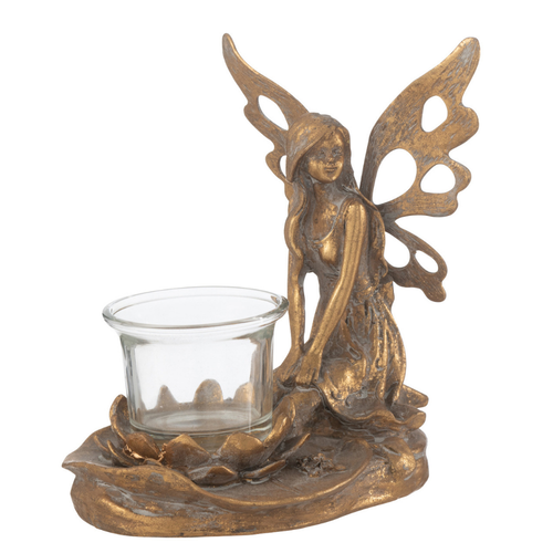 J-Line theelichthouder Vidia - metaal - goud - small - vtwonen shop