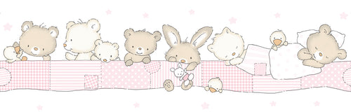 Sanders & Sanders zelfklevende behangrand dieren bruin en roze - 500 x 16 cm - 640487