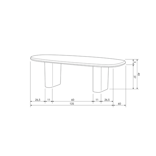 Basiclabel salontafel Dirck - Mangohout - Zwart - 40x135x60 - vtwonen shop