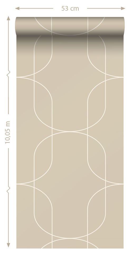 ESTAhome behang geometrische vormen beige - 50 x 900 cm - 139649