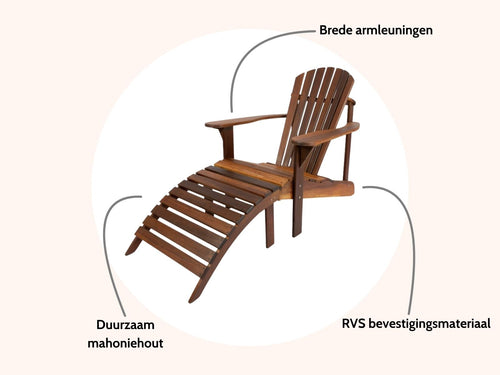 MaximaVida adirondack tuinstoel met voetenbankje Toronto geolied - uit exclusief mahoniehout