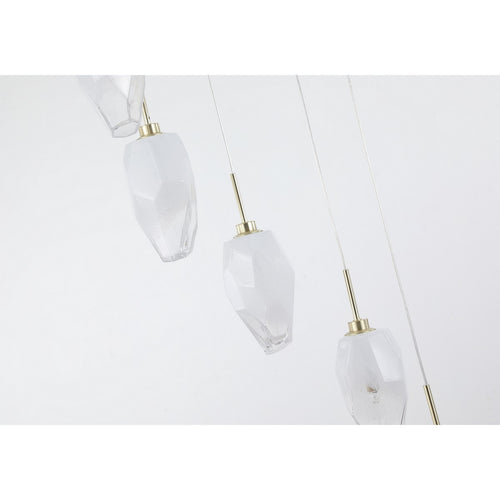 Searchlight Rocky 8-lichts clusterlamp met plafondlamp, satijnen messing metaal en glas