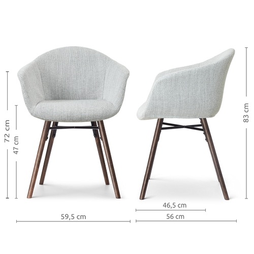 Nolon Nena-Otis Eetkamerstoel Grijs Melange - met Armleuning - Walnoot - vtwonen shop